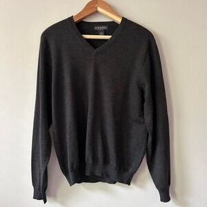 Brooks Brothers merino‎ wool v-neck gray sweater